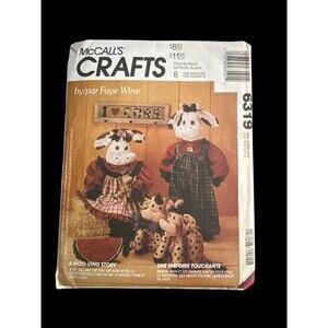 McCall's Crafts 6319 Pattern Cow Family Dolls Plush Stuffed Animals UNCUT 1992
